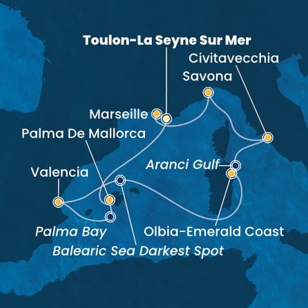 Harta croaziera Croazieră în Mediterana