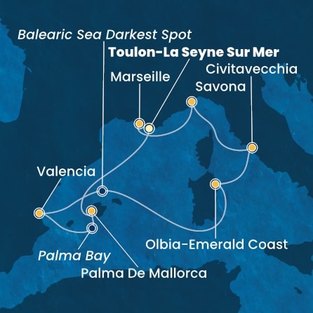 Harta croaziera Croazieră în Mediterana