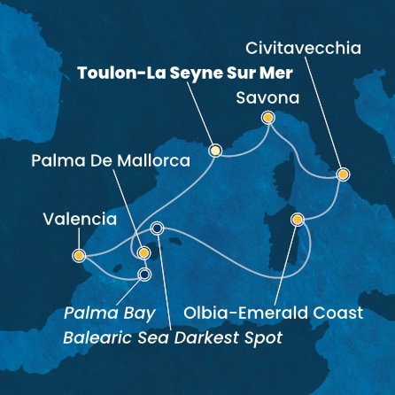 Harta croaziera Croazieră în Mediterana