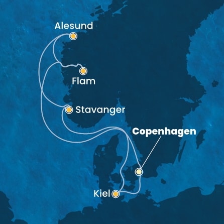 Harta croaziera Denmark, Norway, Germany