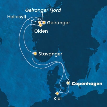 Harta croaziera Denmark, Norway, Germany