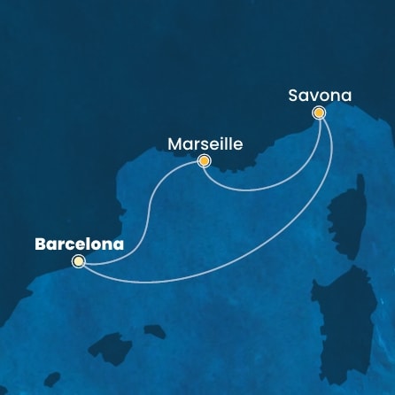 Harta croaziera Spain, Italy, France
