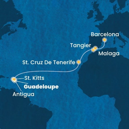 Harta croaziera Croazieră în Transatlantic