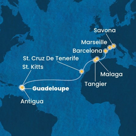 Harta croaziera Croazieră în Transatlantic