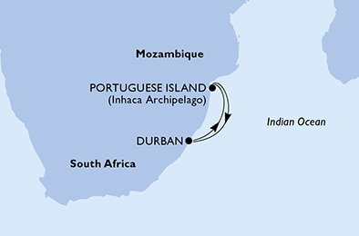 Harta croaziera Croazieră în Africa de Sud