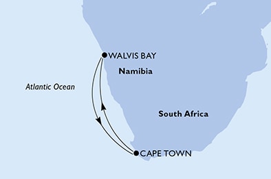 Harta croaziera Croazieră în Africa de Sud