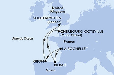Harta croaziera Croazieră în Europa de Nord