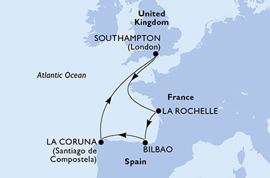 Harta croaziera Croazieră în Europa de Nord