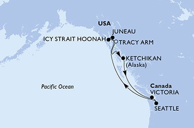 Harta croaziera Croazieră în America de Nord