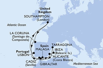 Harta croaziera Croazieră în Europa de Nord