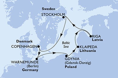 Harta croaziera Croazieră în Europa de Nord