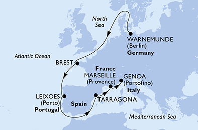 Harta croaziera Croazieră în Europa de Nord