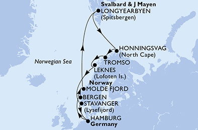 Harta croaziera Croazieră în Europa de Nord