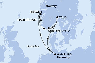 Harta croaziera Croazieră în Europa de Nord
