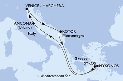 Harta croaziera Croazieră în Mediterana