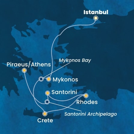 Harta croaziera Croazieră în Mediterana