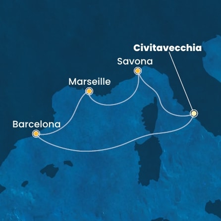Harta croaziera Croazieră în Mediterana