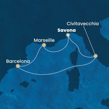 Harta croaziera Croazieră în Mediterana
