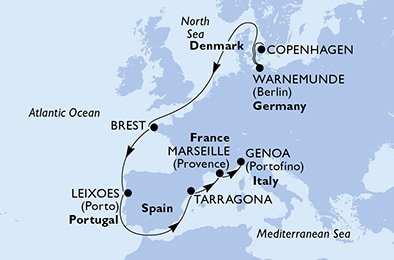 Harta croaziera Croazieră în Europa de Nord