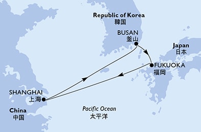 Harta croaziera Croazieră în Asia