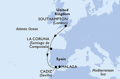 Harta croaziera Croazieră în Europa de Nord