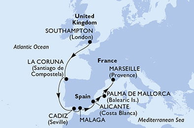 Harta croaziera Croazieră în Europa de Nord