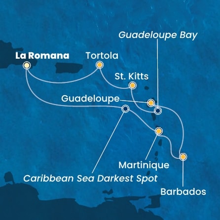 Harta croaziera Croazieră în America Centrală și Caraibe