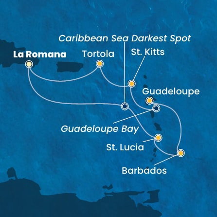 Harta croaziera Croazieră în America Centrală și Caraibe