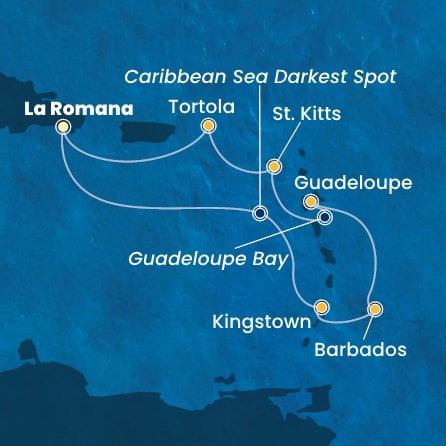 Harta croaziera Croazieră în America Centrală și Caraibe