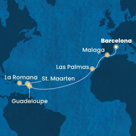 Harta croaziera Croazieră în Transatlantic