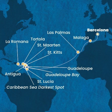 Harta croaziera Croazieră în Transatlantic