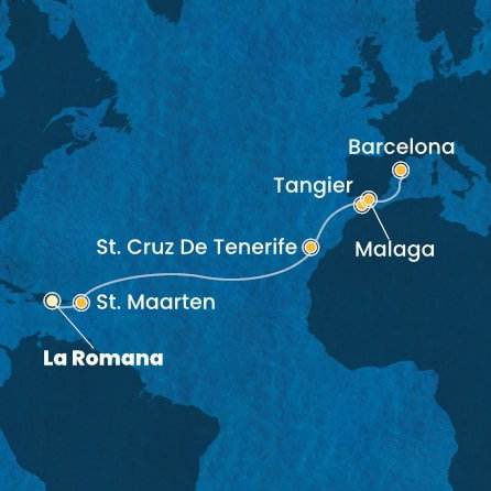 Harta croaziera Croazieră în Transatlantic