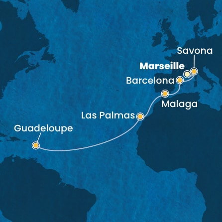 Harta croaziera Croazieră în Transatlantic