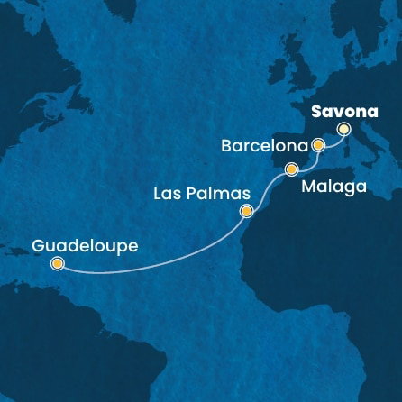 Harta croaziera Croazieră în Transatlantic