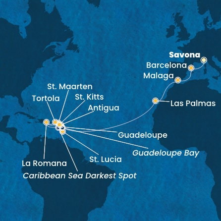 Harta croaziera Croazieră în Transatlantic