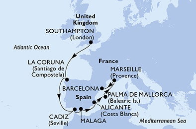 Harta croaziera Croazieră în Europa de Nord