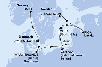 Harta croaziera Croazieră în Europa de Nord
