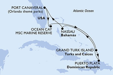 Harta croaziera Croazieră în America Centrală și Caraibe