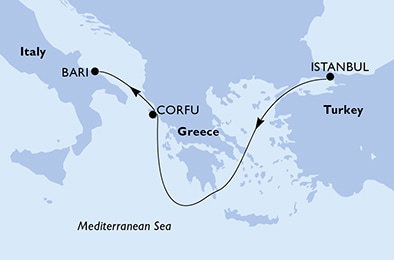 Harta croaziera Croazieră în Mediterana