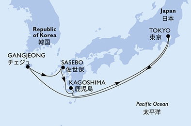 Harta croaziera Croazieră în Asia