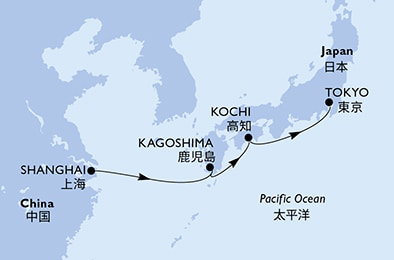 Harta croaziera Croazieră în Asia