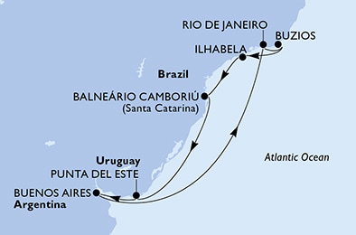 Harta croaziera Croazieră în America