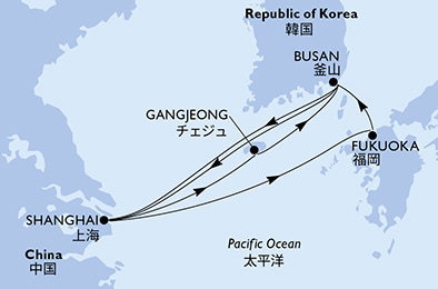 Harta croaziera Croazieră în Asia