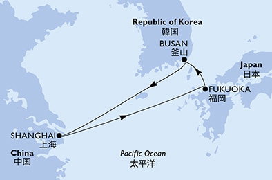 Harta croaziera Croazieră în Asia