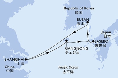Harta croaziera Croazieră în Asia