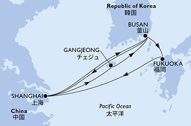 Harta croaziera Croazieră în Asia