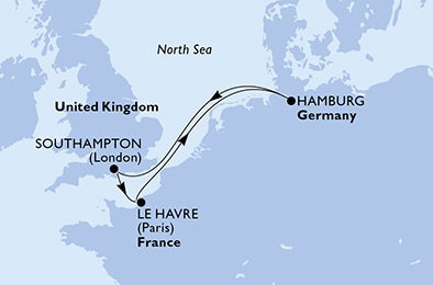 Harta croaziera Croazieră în Europa de Nord