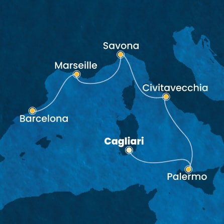 Harta croaziera Italy, France, Spain