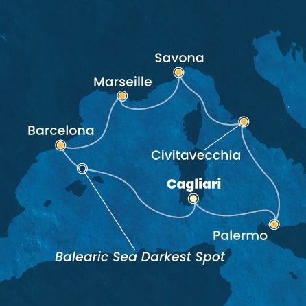 Harta croaziera Italy, France, Spain