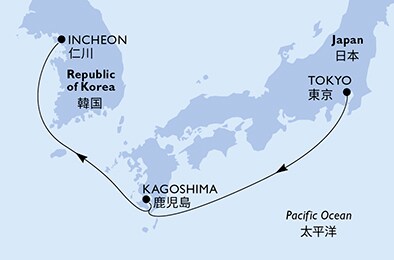 Harta croaziera Croazieră în Asia